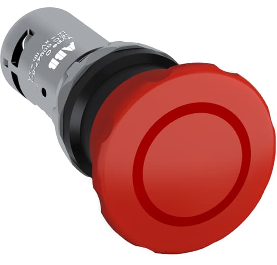ABB Controls 22mm Non-Illuminated E-Stop; Red Mushroom - 40mm; Standard - Plastic; ; 2NC; Pull-to-Reset
